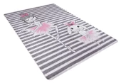 Çocuk Halısı ve Bebek Halısı Yıkanabilir Kaymaz Taban Figürlü Gri Pembe Dijital Baskı Halı HC035 - 3