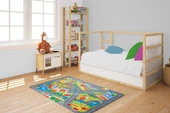 Çocuk Halısı ve Bebek Halısı Yıkanabilir Kaymaz Taban Figürlü Gri Renkli Dijital Baskı Halı HC040 - 5