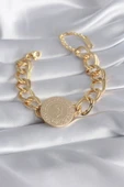 316L Çelik Gold Renk Tam Altn Model Samanyolu Kadın Bileklik - TJ-BB5866 - 1