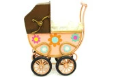 Dekoratif Metal Bebek Arabası Biblo Vintage Hediyelik thumbnail 2