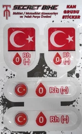 Secret Bike Türk Bayraklı Motosiklet Ve Kask Kan Grubu Sticker 0 Rh (-) Negatif - 2