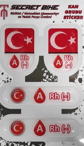 Secret Bike Türk Bayraklı Motosiklet Ve Kask Kan Grubu Sticker A Rh (-) Negatif - 1