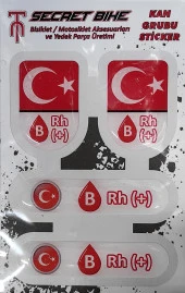 Secret Bike Türk Bayraklı Motosiklet Ve Kask Kan Grubu Sticker B Rh (+) Pozitif - 2