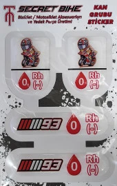 Secret Bike Kırmızı Motosiklet Ve Kask Kan Grubu Sticker 0 Rh (-) Negatif - 2