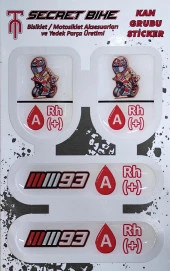 Secret Bike Kırmızı Motosiklet Ve Kask Kan Grubu Sticker A Rh (+) Pozitif - 1