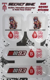 Secret Bike Kırmızı Motosiklet Ve Kask Kan Grubu Sticker B Rh (+) Pozitif - 2