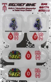 Secret Bike Mavi Motosiklet Ve Kask Kan Grubu Sticker 0 Rh (-) Negatif - 1