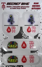 Secret Bike Mavi Motosiklet Ve Kask Kan Grubu Sticker A Rh (-) Negatif - 1