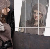 Yapışkanlı Dekoratif Folyo Ayna Kare ( 9 Adet ) Makyaj Aynası - 4