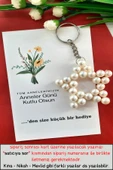 20 Adet Çiçek Buketi Kartlı İnci Yıldız Anahtarlık - Anneler Günü Hediyesi - 1