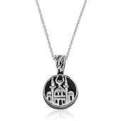 925 Ayar Gümüş Cami Desenli Gümüş Kolye - 1