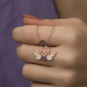 925 Ayar Gümüş Kalpli Anne Ve Çocuk Gümüş Kolye thumbnail 2