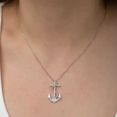 925 Ayar Gümüş Deniz Çapası Kadın Gümüş Kolye thumbnail 2