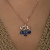 925 Ayar Gümüş Mavi Taşlı Kar Tanesi Kadın Gümüş Kolye thumbnail 2