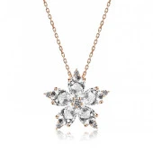 925 Ayar Gümüş Rose Beyaz Kamelya Çiçeği Kolye thumbnail 4