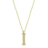 925 Ayar Gümüş Gold I Harfi Kadın Gümüş Kolye thumbnail 1