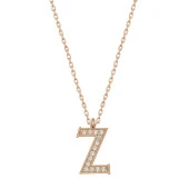 925 Ayar Gümüş Rose Z Harfi Kadın Gümüş Kolye thumbnail 1