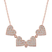 925 Ayar Gümüş Rose Kalpli Açılabilen Yonca Kadın Kolye thumbnail 2