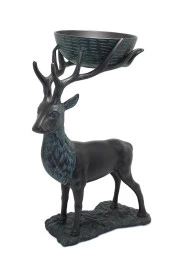 Metal Geyikli Kase 55 Cm Dekoratif Hediyelik - 1