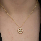 Gümüş Gold Güneş Kadın Kolye thumbnail 4