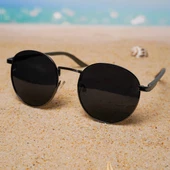 Di Caprio DC1224GUN Metalik Gri Yuvarlak Oval Polarize Camlı Unisex Güneş Gözlüğü - 1