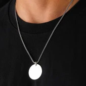 925 Ayar Gümüş Yuvarlak Plaka Kolye thumbnail 1