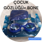ÇOCUK YÜZÜCÜ GÖZLÜĞÜ BONE SETİ havuz gözlüğü Havuz bonesi deniz bonesi deniz gözlüğü seti - 3