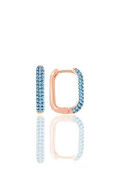 Gümüş rose akuamarin taşlı trend küpe SGTL10892MAVI thumbnail 1