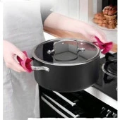 2 Adet Çift Slikon Tencere Tava Tutamacı Slikon Kulp Tutacağı Yanmaz Yapışmaz Eldiven Tutamaç thumbnail 2
