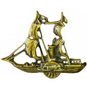 Duvar Süsü Yelkenli Tekne Pirinç Döküm - 2