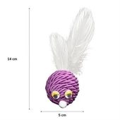 Petİnka® Renkli Hasır  Tüylü Oyun Topu (Catnipli) İlgi Çekici Eğlenceli  Eğitici Evcil Hayvan Oyun - 5