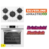 Silverline BO6504W01 - CS5365W01 Beyaz Cam 2’li Ankastre Set - 1