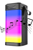 Usb Şarjlı Renkli LED Işıklı 1200 mAh 5W Portatif Müzik Sistemli Mini El Tipi Hoparlör - 10