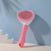 Kedi Köpek Tüy Toplayıcı Kendini Temizleyebilen Ergonomik Saplı Evcil Hayvan Pembe Tarağı - 2
