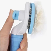 Kedi Köpek Tüy Toplayıcı Kendini Temizleyebilen Ergonomik Saplı Mavi Evcil Hayvan Tarağı - 4