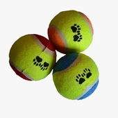 Tenis Topu Üçlü Renkli Desenli Kedi Köpek Oyuncağı - 9