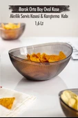 Akrilik Barok Füme Orta Boy Oval Meyve & Salata Kasesi & Karıştırma Kabı / 1,6 Lt  (CAM DEĞİLDİR) - 1