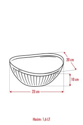 Akrilik Barok Aquamarin Orta Boy Oval Meyve & Salata Kasesi & Karıştırma Kabı / 1,6 Lt  (CAM DEĞİLDİR) - 9