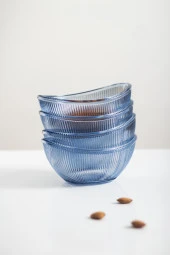 Akrilik Barok Lacivert Oval 4'lü Küçük Kase Seti & Çerezlik & Sunumluk & İkramlık (Cam Değildir) thumbnail 9