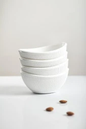 Akrilik Barok Beyaz Oval 4'lü Küçük Kase Seti & Çerezlik & Sunumluk & İkramlık (Cam Değildir) thumbnail 9