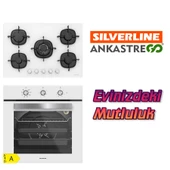 Silverline BO6503W01 - CS5365W01 Beyaz Cam Ankastre Set - 1