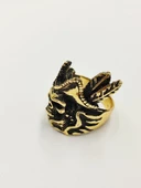 Kızılderili Tüyü Ve Kuru Kafa Erkek Çelik Yüzük - 1