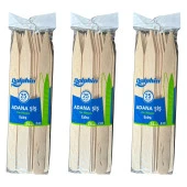 Dolphin Bambu Ahşap Adana Çöp Şiş - Boy : 24 Cm. / En : 2 Cm. - 25 Adetlik 3 Paket - 1