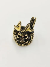 Kızılderili Tüyü Ve Kuru Kafa Erkek Çelik Yüzük - 3