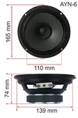 Lastvoice AYN-6 Full Kağıt 100 Watt 8 Ohm 16 cm 6 İnç Hoparlör (Adet) thumbnail 2