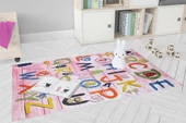 Çocuk Halısı ve Bebek Halısı Yıkanabilir Kaymaz Taban Figürlü Pembe Dijital Baskı Halı HC048 - 5
