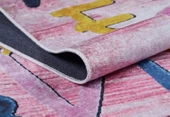 Çocuk Halısı ve Bebek Halısı Yıkanabilir Kaymaz Taban Figürlü Pembe Dijital Baskı Halı HC048 - 2