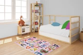 Çocuk Halısı ve Bebek Halısı Yıkanabilir Kaymaz Taban Figürlü Pembe Dijital Baskı Halı HC048 - 6