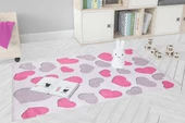 Çocuk Halısı ve Bebek Halısı Yıkanabilir Kaymaz Taban Figürlü Pembe Dijital Baskı Halı HC055   - 6