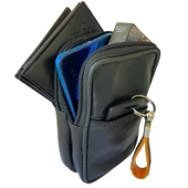 Lederax Hakiki Deri Telefon Bölmeli Kemer Çantası 3 Bölmeli Dikey thumbnail 3